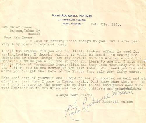 Klondike Kate's Letter